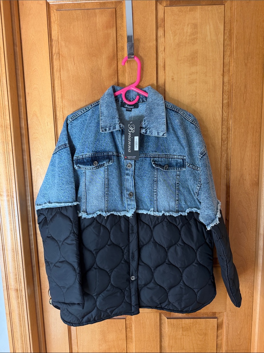 Women's Two-Tone Denim & Quilted Black Jacket